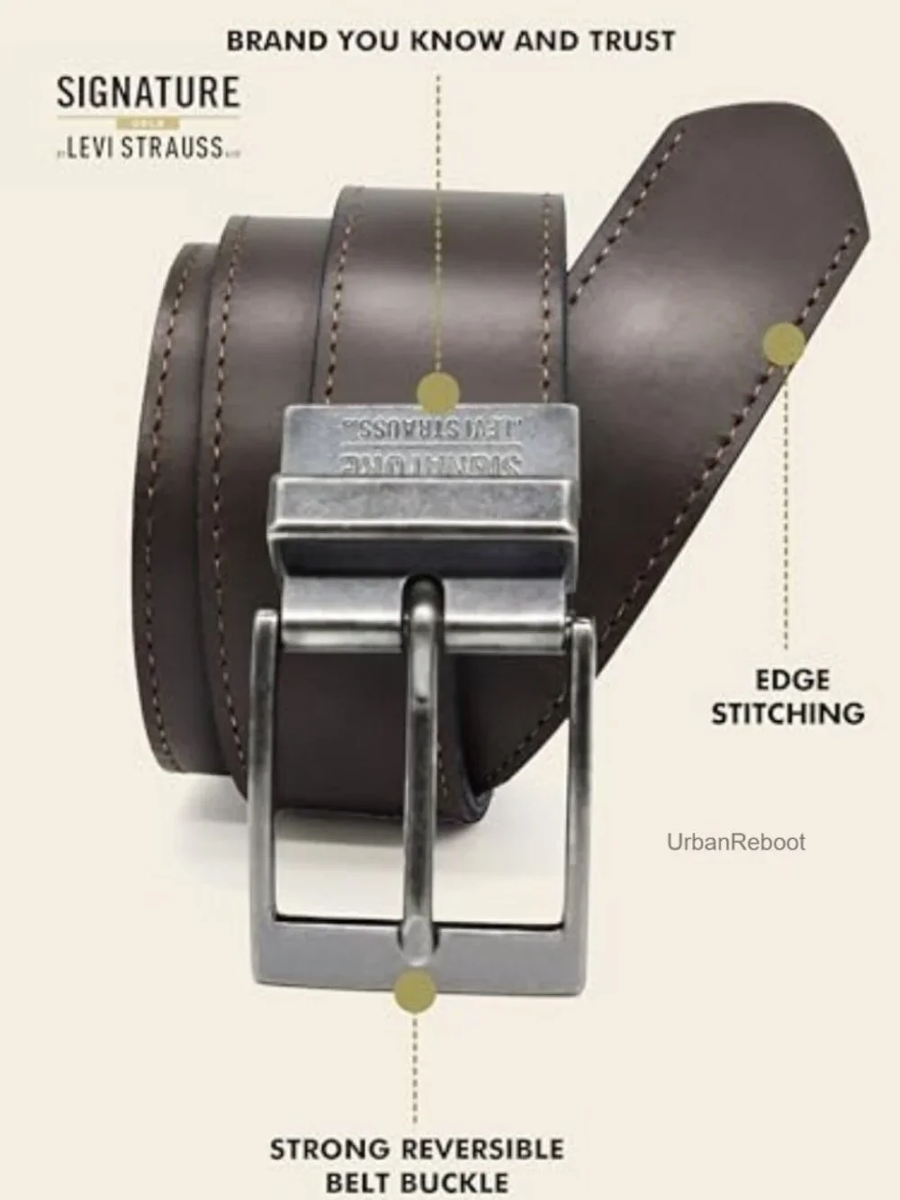 Genuine Leather Reversible Belt for Men - Premium Quality - Work & Casual